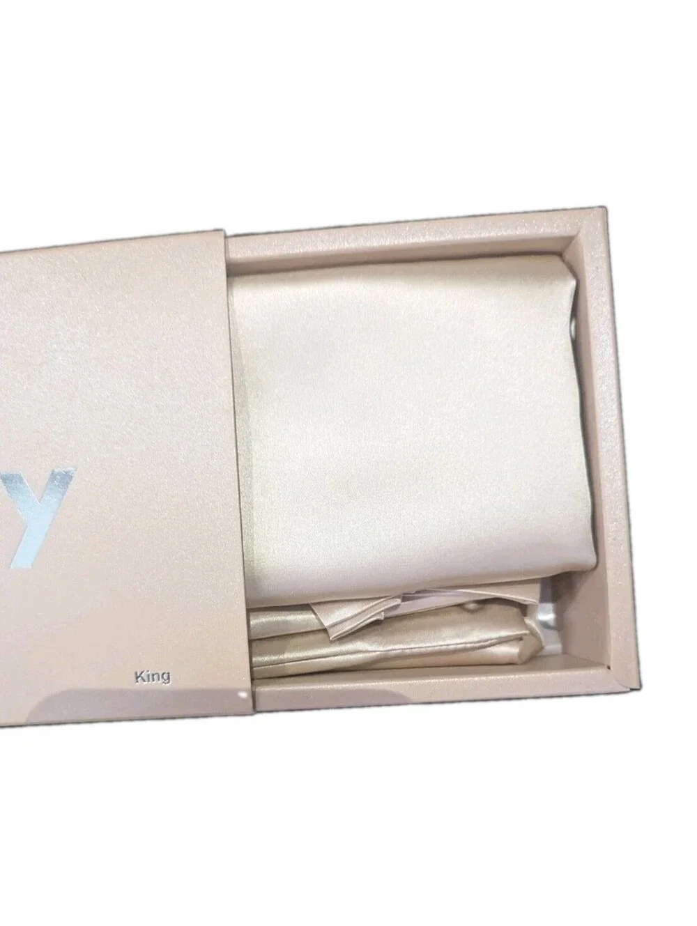 NWT Blissy 100% Mulberry Silk Pillowcase Champagne King Size 20